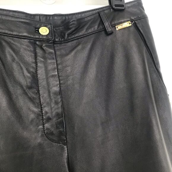 St. John Sport Black 100% Leather Straight Leg Zip Pocket Ankle Pants - Picture 10 of 16
